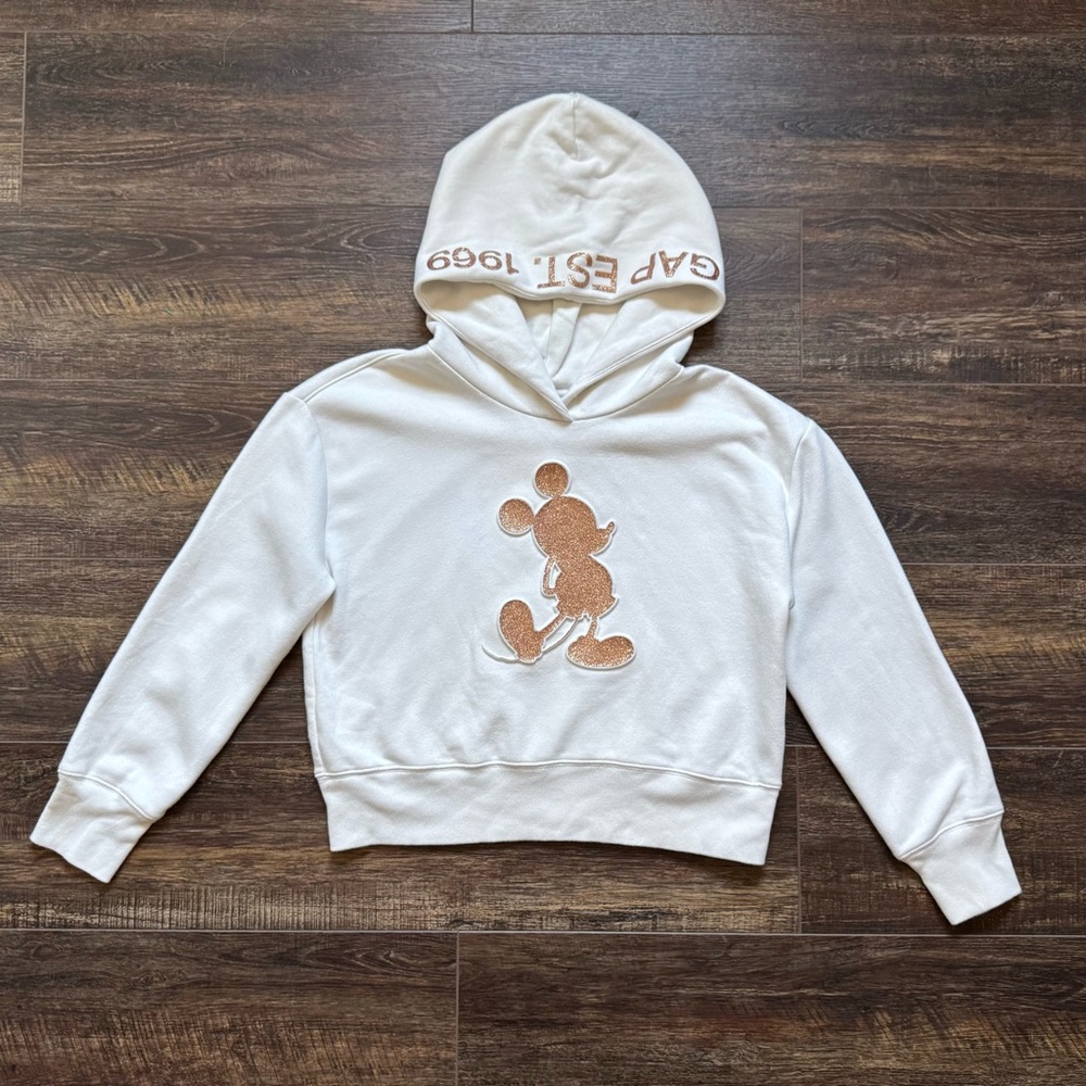 Gap Disney Mickey Mouse Gold Glitter Hoodie Sweatshirt XXL 14 16